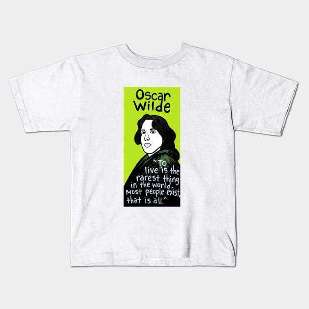 Oscar Wilde pop folk art Kids T-Shirt by krusefolkart